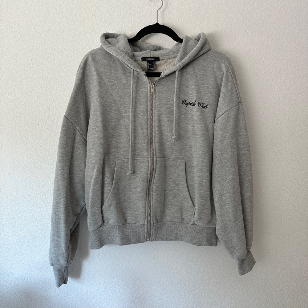 Forever 21 Cupids Club Hoodie Zip-Up Sweatshirt